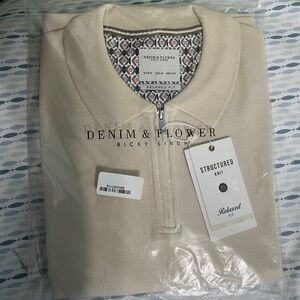 Denim & Flower Cream Knit Polo